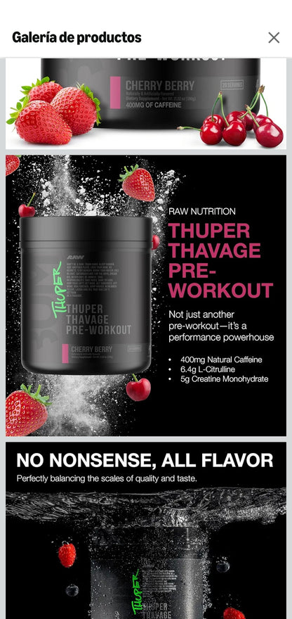 RAW Thuper Thavage Pre-Workout Cherry Berry