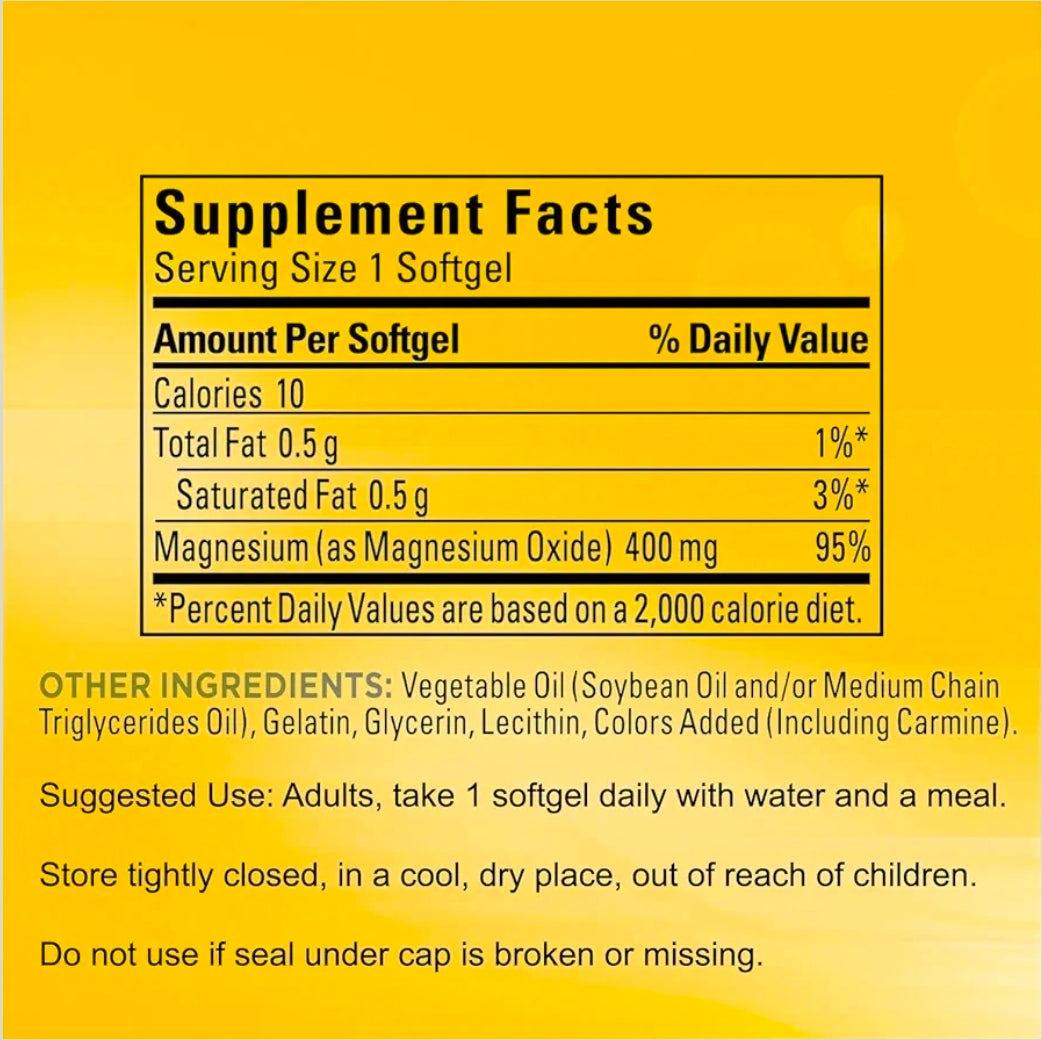 Extra Strength Magnesium 400mg Softgels | Muscle, Bone & Nerve Support | 180 Softgels – 6 Month Supply | High Potency Daily Magnesium Supplement | Gluten Free Formula
