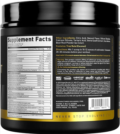 Kaged Pre Workout Elite Powder | Strawberry Lemonade | Pre-Workout with Creatine, Beta Alanine, L-Citrulline, BCAAs | 388 mg Organic Caffeine | Pre Supplements for Men & Women | 20 Servings
