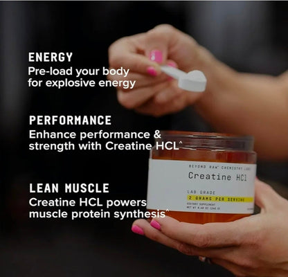 BEYOND RAW Science-Backed Creatine HCl Powder, Lab Grade, for Muscle Strength and Growth, Energy Production, Athletic Performance, Cognitive Support, Cellular Hydration, 120 Servings