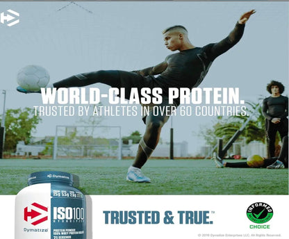 Dymatize ISO100 Whey Protein Powder Isolate, Vanilla, 25g of Protein, 3 Pound, 5.5g BCAAs, Less Than 120 Cal., Gluten Free, 1g Fat, 1g Sugar, 2g Carb (45 Servings)