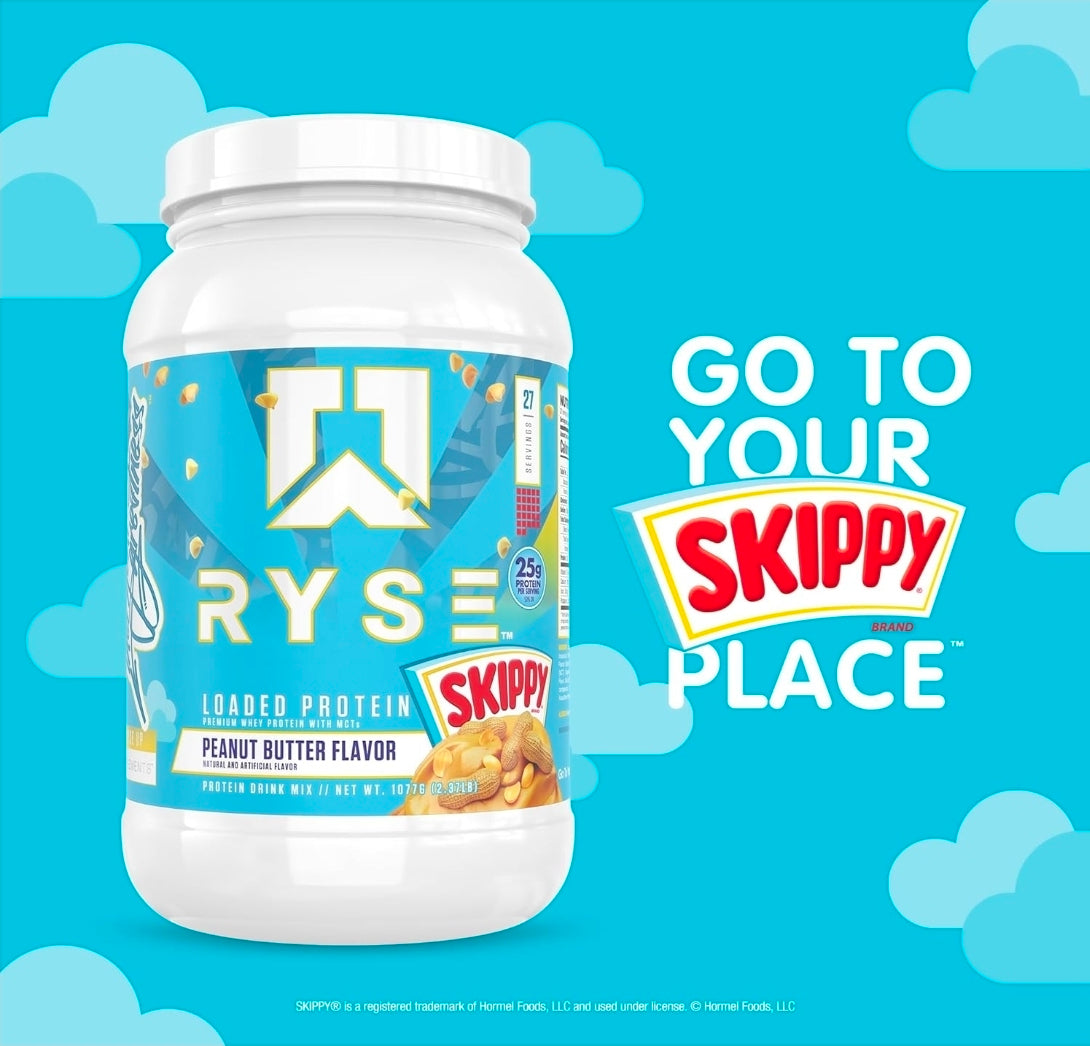 RYSE Loaded Protein Powder - Skippy Peanut Butter - 25g Whey Protein Isolate & Concentrate with Prebiotic Fiber & MCTs - Low Carb, Low Sugar, Digestive-Friendly - 27 Servings / 2 lb Tub