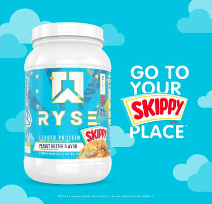 RYSE Loaded Protein Powder - Skippy Peanut Butter - 25g Whey Protein Isolate & Concentrate with Prebiotic Fiber & MCTs - Low Carb, Low Sugar, Digestive-Friendly - 27 Servings / 2 lb Tub