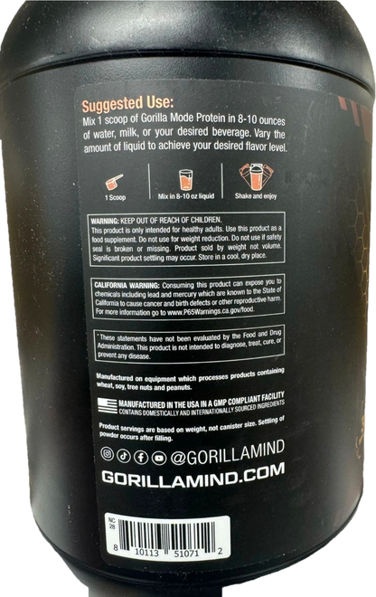 Gorilla Mode Premium Whey Protein - Milk Chocolate 30 Servings 1,110G / 2.45LB