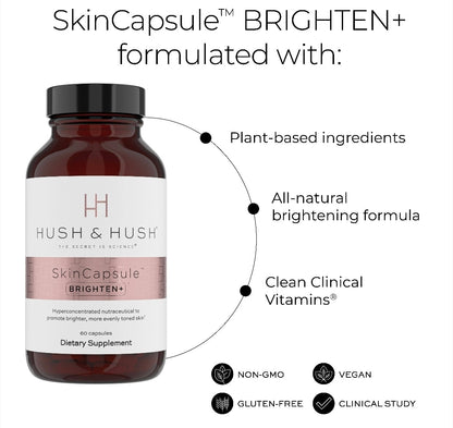 Hush & Hush Acne Supplements for Clear Skin – Clinically Proven Formula to Reduce Breakouts & Blemishes – Supports Hormonal Balance with Vitamin A, Zinc & Antioxidants – Vegan, Non-GMO – 60 Capsules