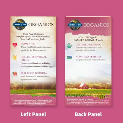 Garden of Life Multivitamin for Women 40 Plus, Organics Womens Vitamins, Hormone & Breast Health Support Blend, Vegan, 120 Tablets