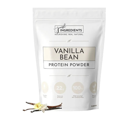 JUST INGREDIENTS Vanilla Protein Powder - Grass-Fed Whey Blend, Organic, Gluten Free - 15 Servings, 22g Protein