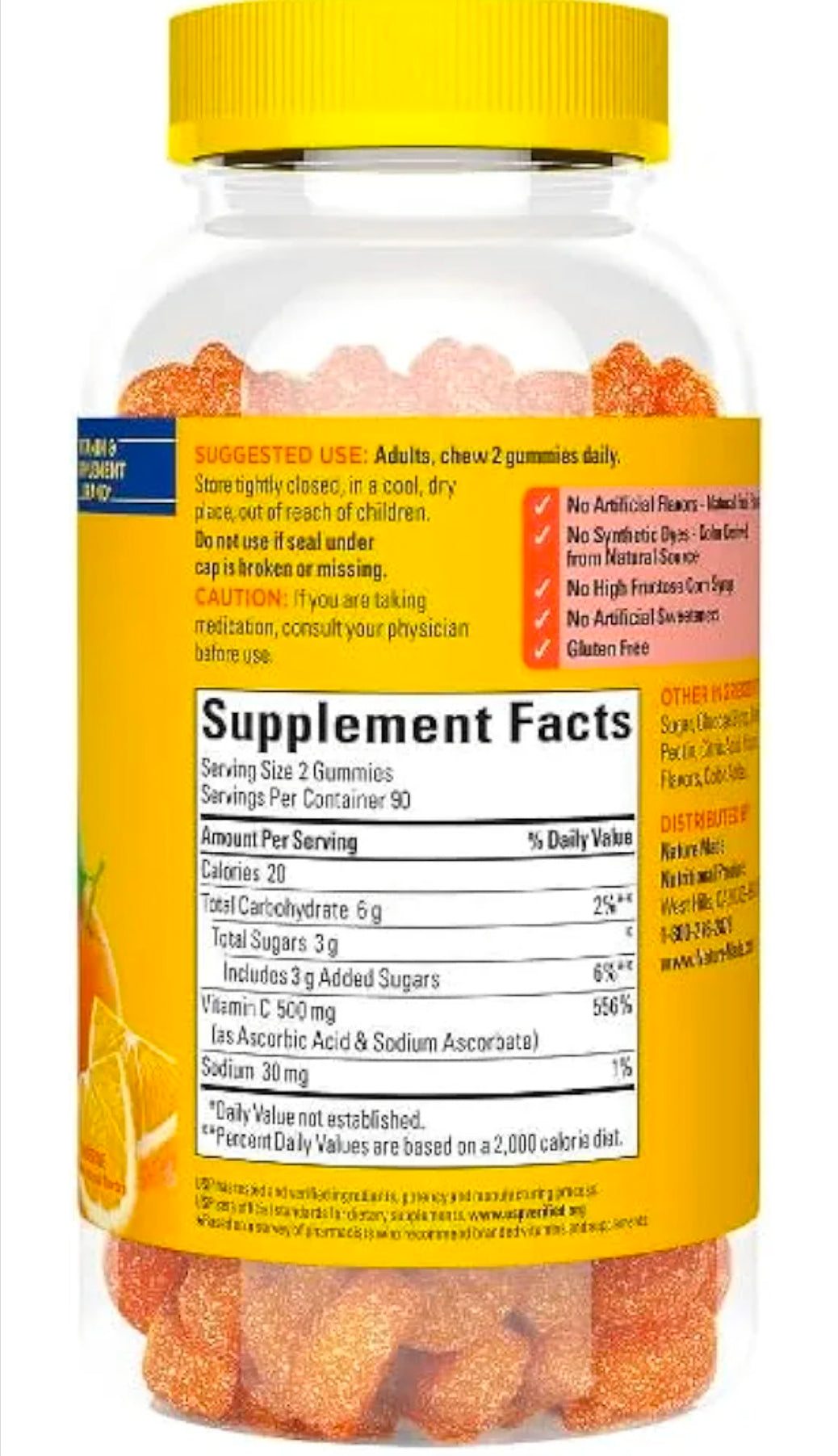 Nature Made Extra Strength Dosage Vitamin C 500 mg per serving, Dietary Supplement, Vitamin C Gummies for Immune Support, 60 Gummies, 30 Day Supply