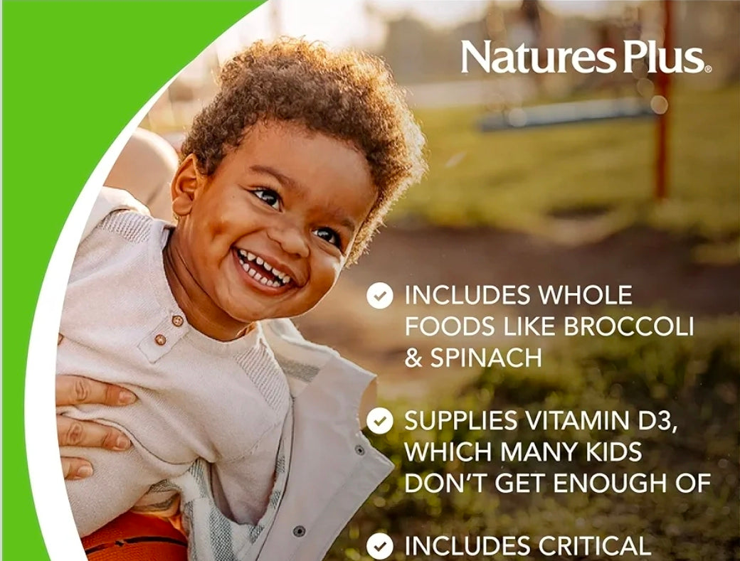 Natures Plus Animal Parade Children's Chewable Multivitamin - 180 Animal-Shaped Tablets - Natural Assorted Flavors - Vegetarian, Gluten Free - 90 Servings