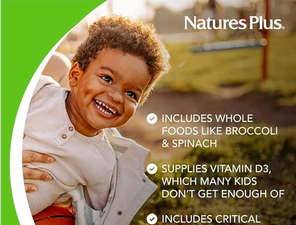 Natures Plus Animal Parade Children's Chewable Multivitamin - 180 Animal-Shaped Tablets - Natural Assorted Flavors - Vegetarian, Gluten Free - 90 Servings