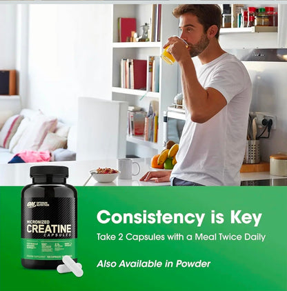 Optimum Nutrition Micronized Creatine Monohydrate Capsules, Keto Friendly, 2500mg, 100 Capsules