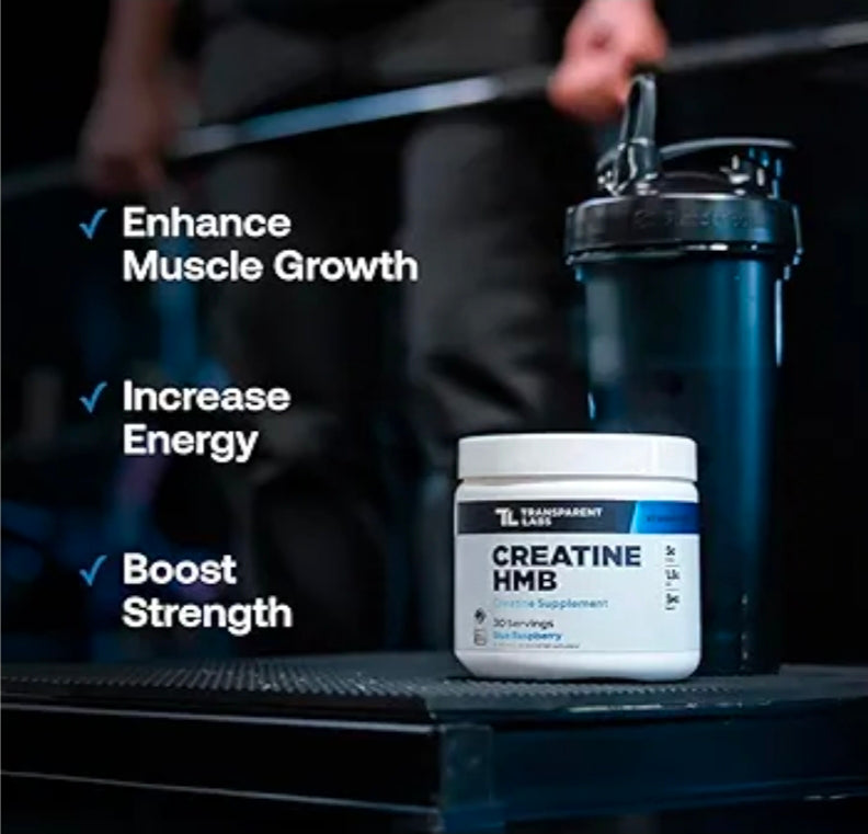 Transparent Labs Creatine HMB - Creatine Monohydrate Powder with HMB for Muscle Growth, Increased Strength, Enhanced Energy Output, and Improved Athletic Performance - 30 Servings, Unflavored
