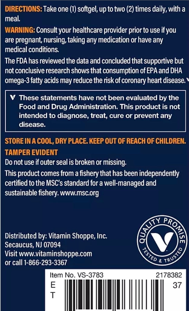 Premium Wild Alaskan Fish Oil with Vitamin D3 - 1,100 MG EPA/DHA (120 Softgels)
