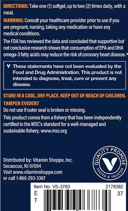 Premium Wild Alaskan Fish Oil with Vitamin D3 - 1,100 MG EPA/DHA (120 Softgels)