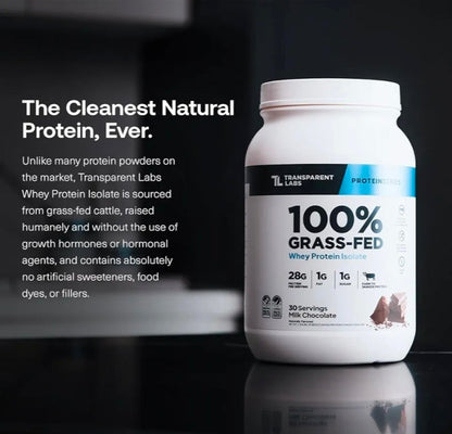Transparent Labs Grass-Fed Whey Protein Isolate - Naturally Flavored, Gluten Free Whey Protein Powder with 28g of Protein per Serving & 9 Amino Acids - 30 Servings, Chocolate Peanut Butter