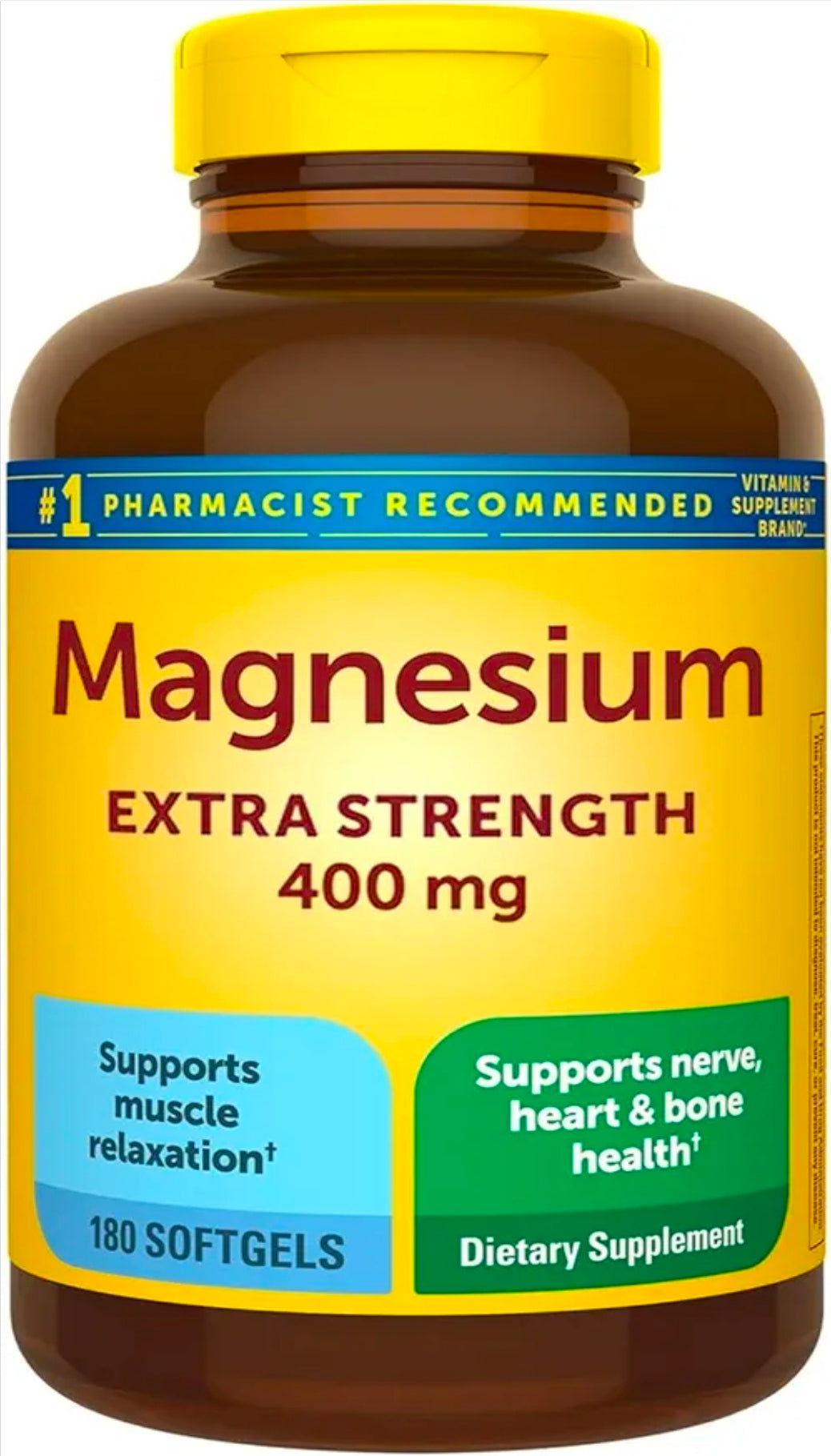 Extra Strength Magnesium 400mg Softgels | Muscle, Bone & Nerve Support | 180 Softgels – 6 Month Supply | High Potency Daily Magnesium Supplement | Gluten Free Formula