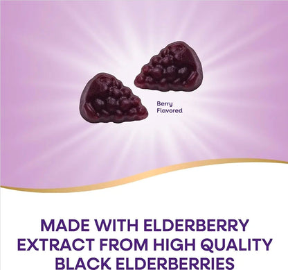 Nature’s Way Sambucus Elderberry Gummies, Immune Support Gummy for Adults & Kids Ages 4+ with Black Elderberry Extract, Vitamin C, Vitamin D3, and Zinc*, 60 Gummies