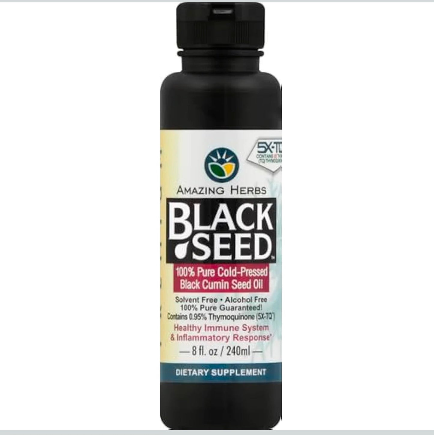 Amazing Herbs Premium Liquid Black Seed Oil - Cold Pressed with Nigella & Sativa, Aids in Digestive Health, Omegas 3 6 & 9, Immune Support, Brain Function, Non GMO, for Men and Women - 8 Fl Oz