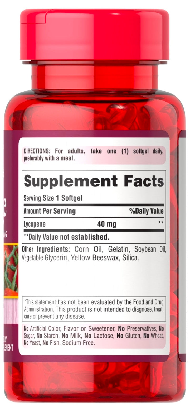 Puritan's Pride Premium Lycopene 40mg, Dietary Supplement for Prostate, Antioxidant, Heart Health, and Overall Health Support, 2 Month Supply, 60 Rapid Release Softgels
