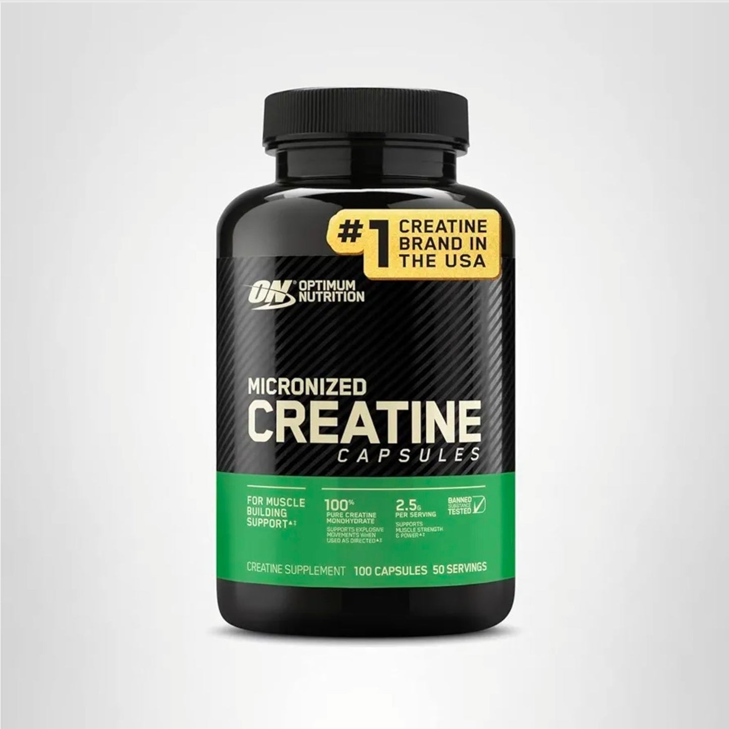 Optimum Nutrition Micronized Creatine Monohydrate Capsules, Keto Friendly, 2500mg, 100 Capsules