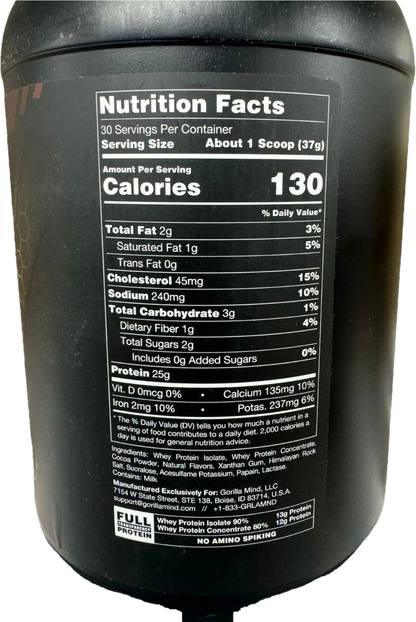 Gorilla Mode Premium Whey Protein - Milk Chocolate 30 Servings 1,110G / 2.45LB