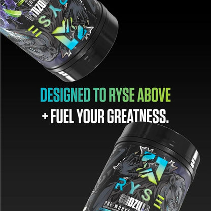 RYSE Godzilla X Noel Deyzel Pre Workout Powder - Monsterberry Lime - 400mg Caffeine, High Stim Pre-Workout for Men & Women with Citrulline & Beta Alanine - Energy, Pump & Focus - 20/40 Servings